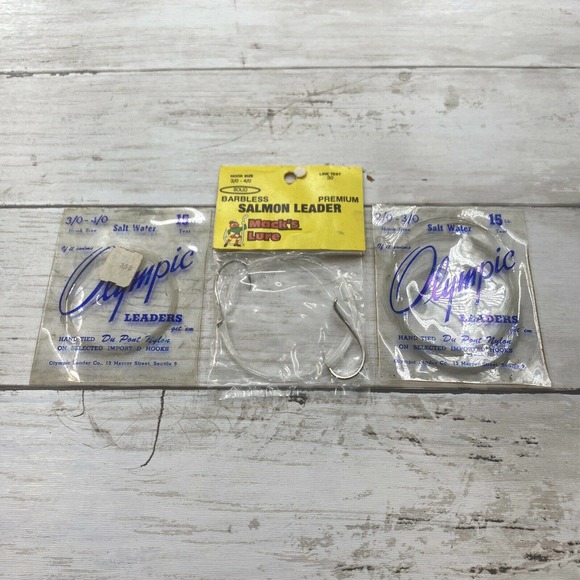 3 Vintage Olympic and Macks Lure Leaders for Classic Salmon and Trout Fishing - Picture 10 of 12